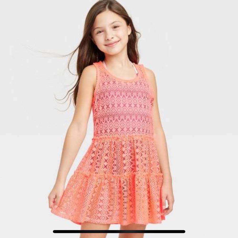 New! Girls Neon Crochet Swimsuit Coverup
